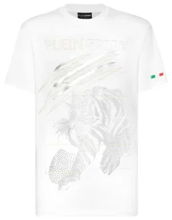 Discount Cotton Dotted Lamina T-shirt Round Neck SS Tiger Herren T-shirt