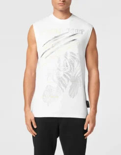 Hot Cotton Dotted T-shirt Round Neck Sleeveless Lamina Tiger Herren T-shirt