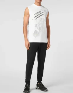 Hot Cotton Dotted T-shirt Round Neck Sleeveless Lamina Tiger Herren T-shirt