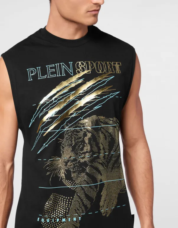 Hot Cotton Dotted T-shirt Round Neck Sleeveless Lamina Tiger Herren T-shirt