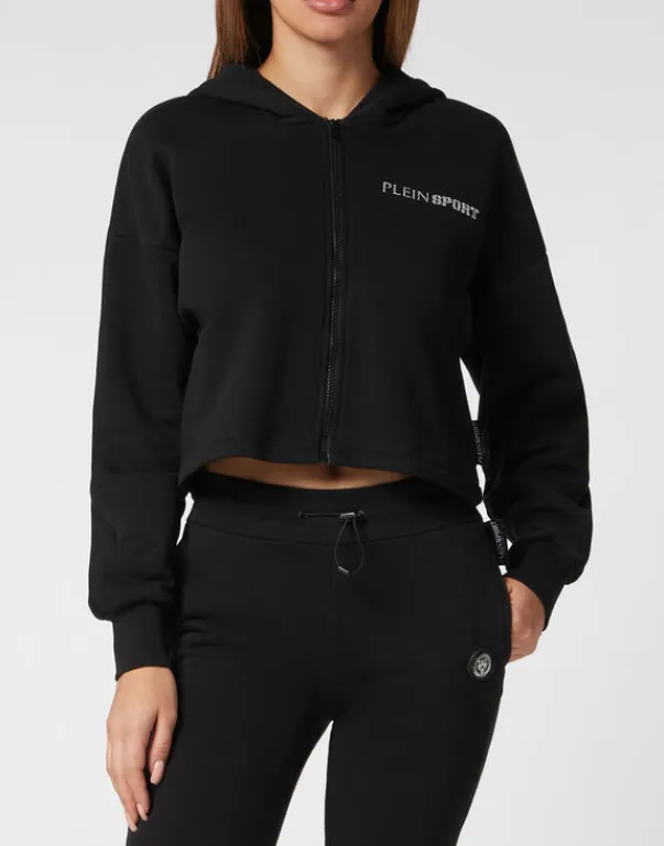 Fashion Cropped Hoodie Sweatjacket Scratch Damen Sportbekleidung