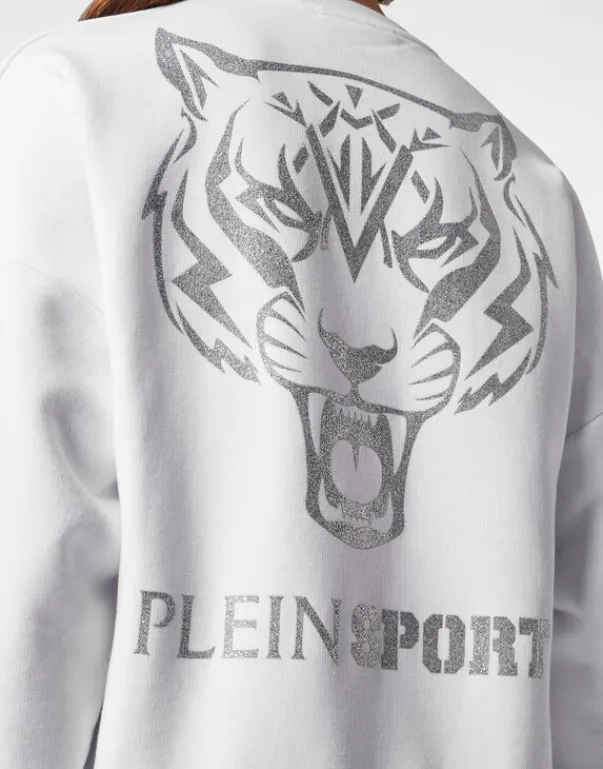 New Cropped Sweatshirt LS Glitter Damen Sportbekleidung