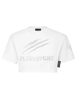 New Cropped T-shirt Round Neck Scratch Damen T-shirts & Poloshirts
