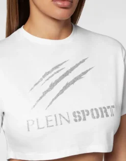 New Cropped T-shirt Round Neck Scratch Damen T-shirts & Poloshirts