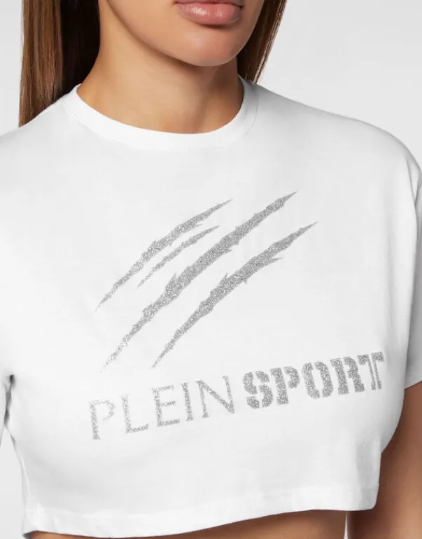 New Cropped T-shirt Round Neck Scratch Damen T-shirts & Poloshirts