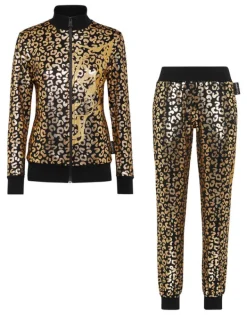 Discount Jogging Tracksuit: Top/Trousers Leopard Damen Sportbekleidung