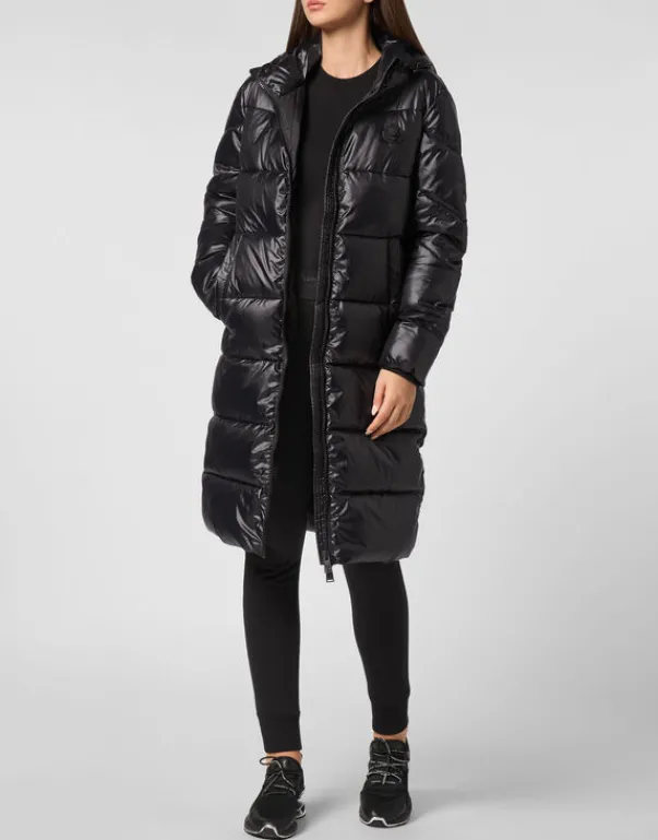 Sale Nylon Long Puffered Jacket Damen Jacken