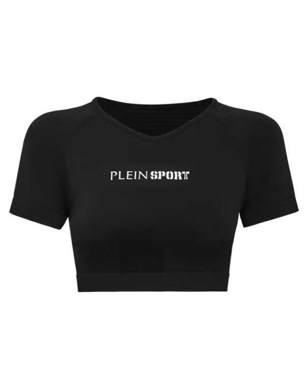Outlet Seamless Cropped T-shirt V-Neck SS Logo Damen T-shirts & Poloshirts