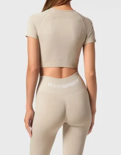 Fashion Seamless Cropped T-shirt V-Neck SS Logo Damen T-shirts & Poloshirts