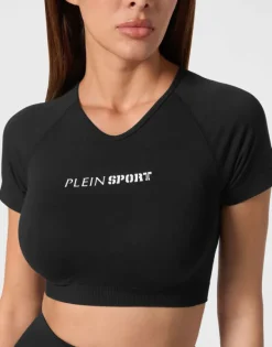 Outlet Seamless Cropped T-shirt V-Neck SS Logo Damen T-shirts & Poloshirts