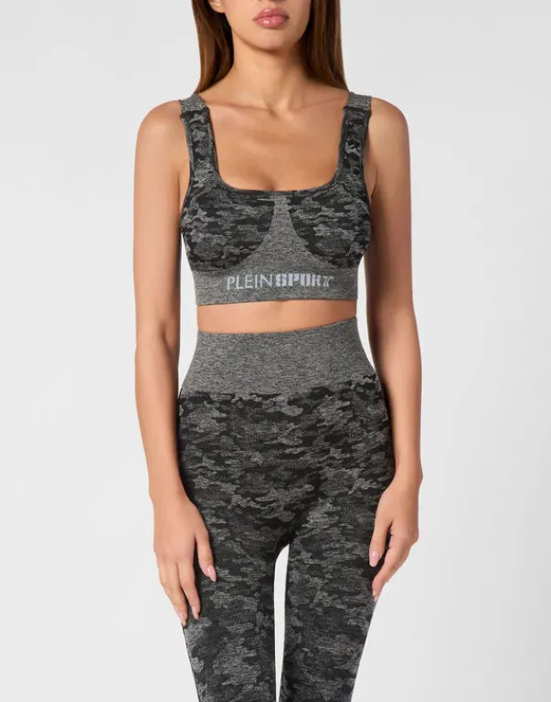 Outlet Seamless Crossed Straps Sport Bra Logo Damen Sportbekleidung
